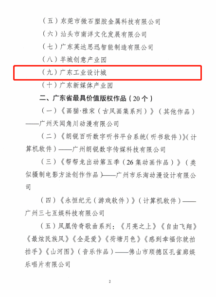 喜訊！設(shè)計(jì)城獲評(píng)為廣東省首個(gè)工業(yè)設(shè)計(jì)主題的版權(quán)興業(yè)示范基地！